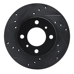 Dodge Colt Brake Rotor (1) - Front Left - R1 Concepts - Drilled & Slotted - Black - `92-`00